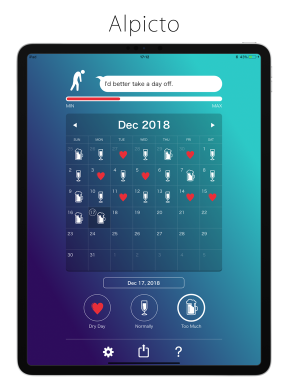 Dry day calendar - alpicto iPad screenshot