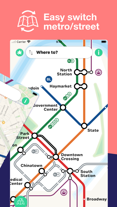 Boston T Subway Map & Routing Screenshot