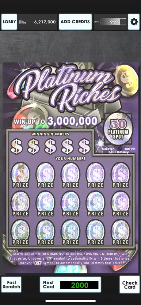 Lucky Lottery Scratchers