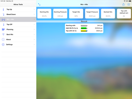 Nitrox Tools iPad screenshot 8 - Sports app