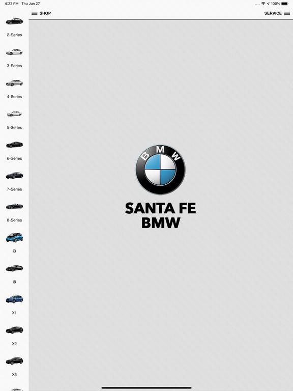 Santa Fe BMW iPad screenshot 1 - Shopping app