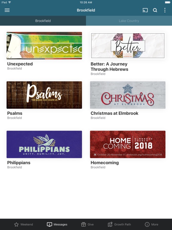 Elmbrook Church iPad screenshot 2 - Lifestyle app