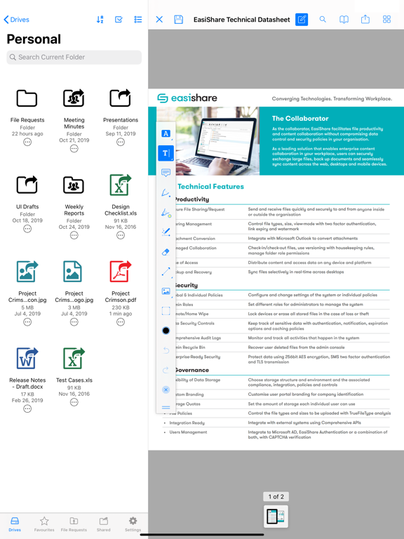 EasiShare iPad screenshot