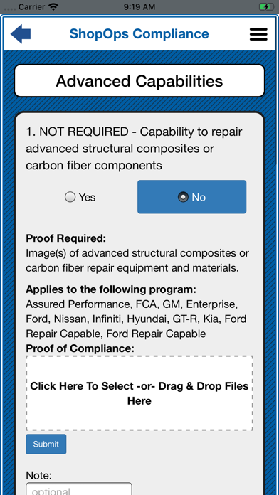 Business Assessment Screenshot