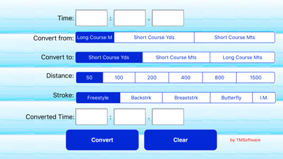 Swimming Time Conversion Tool Screenshot