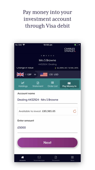 Charles Stanley My Accounts Screenshot