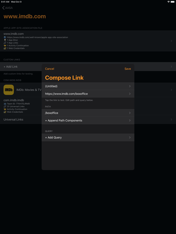 Knil - Universal Links Testing iPad screenshot 8 - Utilities app