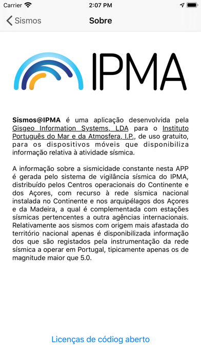 Sismos@IPMA Screenshot