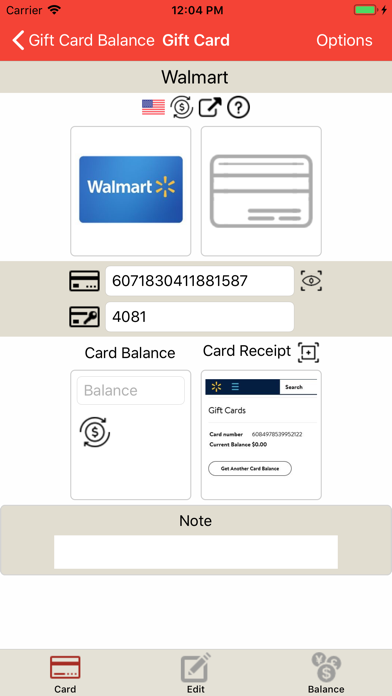 Gift Card Balance (GCB) Screenshot