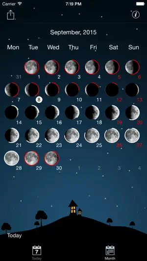 Sky and Moon phases calendar screenshot 4
