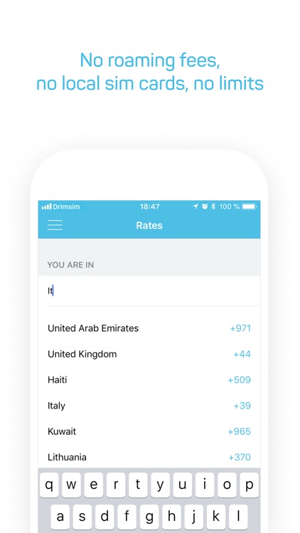Drimsim — international calls