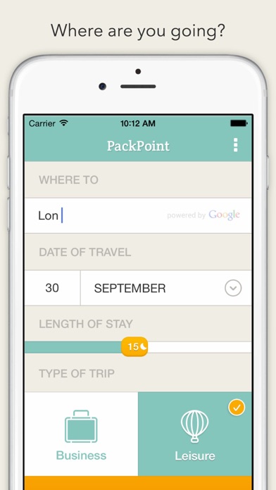 Screenshot #1 pour PackPoint Travel Packing List