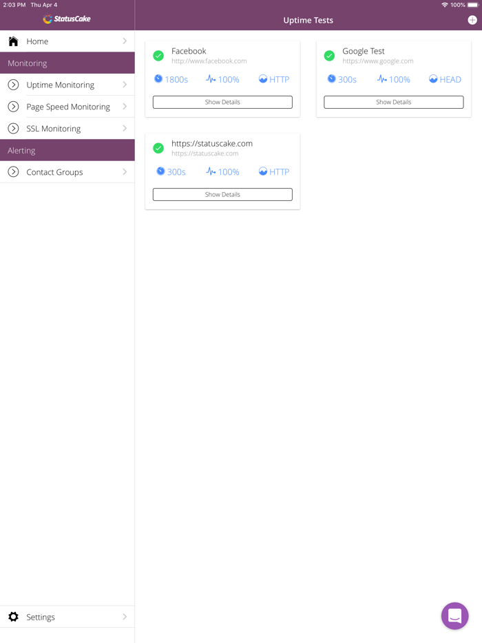 StatusCake Uptime Monitoring