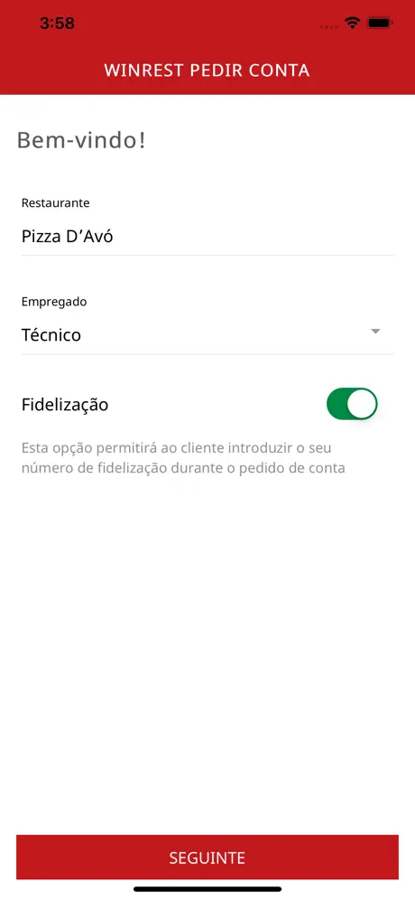 WinRest Pedir Conta