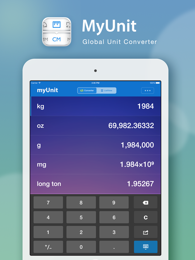 myUnit · Global Unit Converter Screenshot