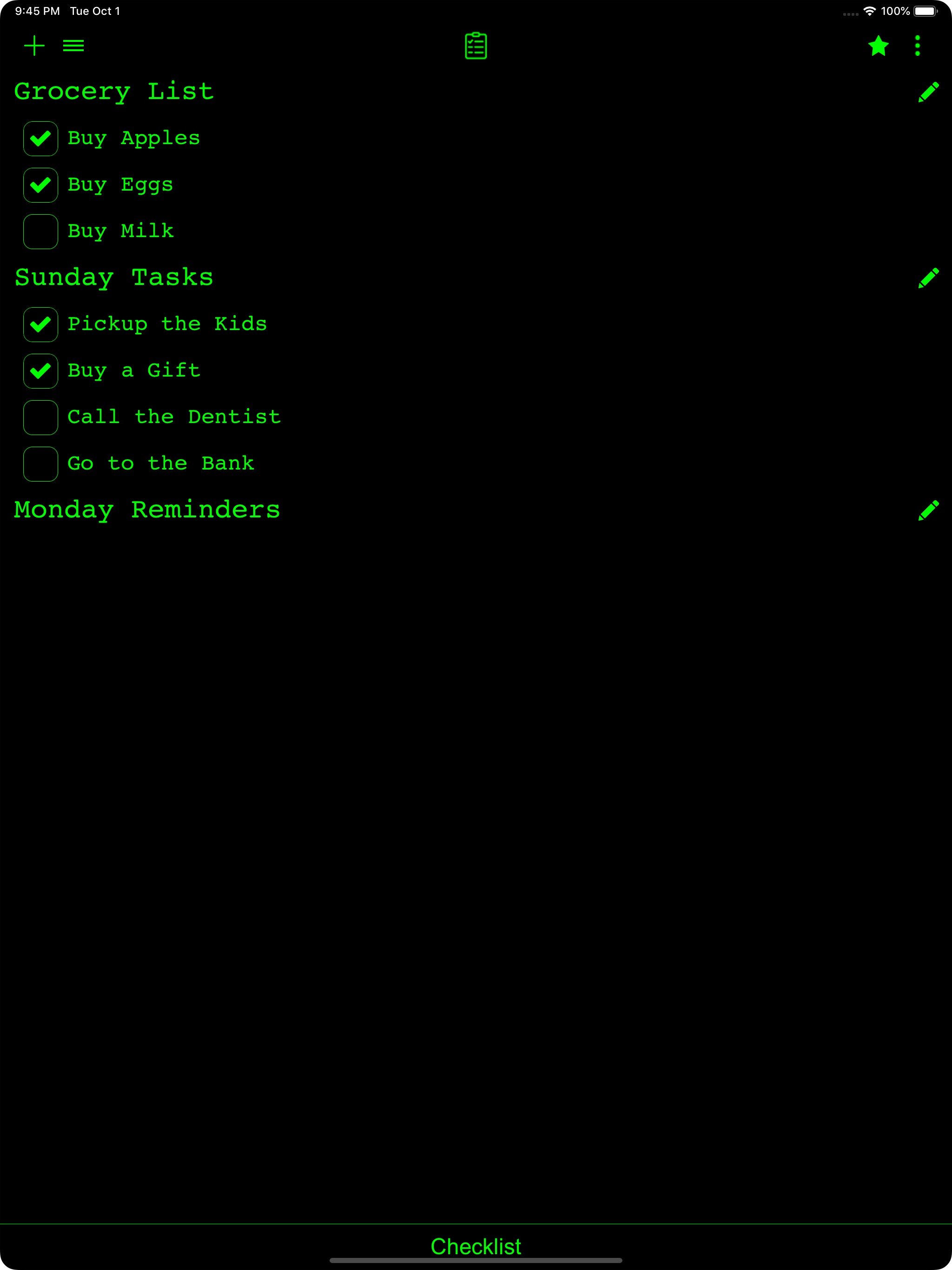 Checklist screenshot 17