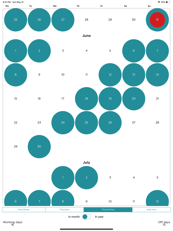 Screenshot #4 pour Simple Working Calendar