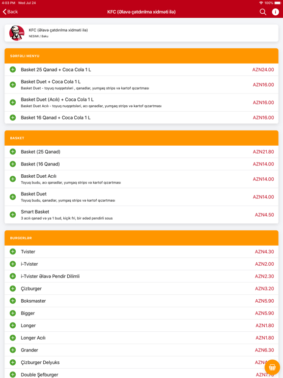 Metbexler.az - Yemek Sifarişi iPad screenshot 2 - Food & Drink app