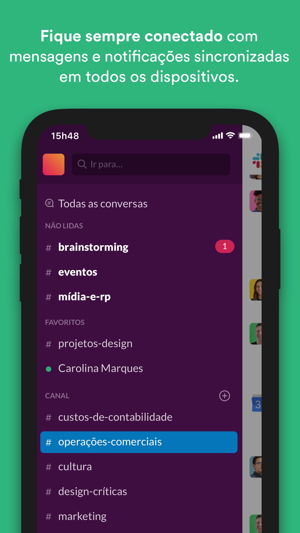 Screenshot do app Slack
