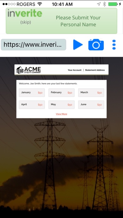 Inverite Verification Screenshot