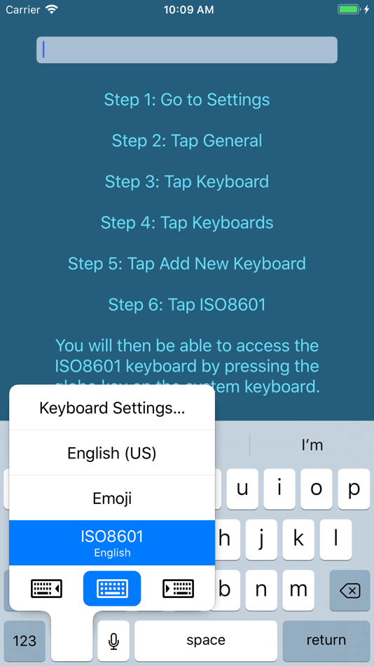 #1. ISO 8601 Keyboard (iOS) 由: Andrew Branagan
