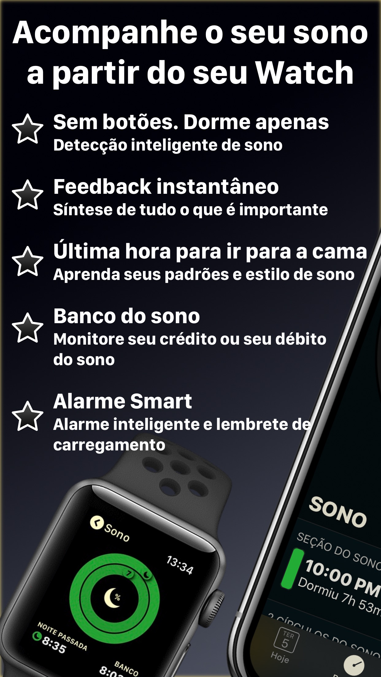 Screenshot do app AutoSleep. Monitore seu sono.