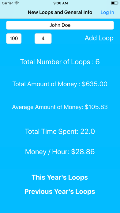 Caddie Tracker iPhone screenshot 1 - Productivity app