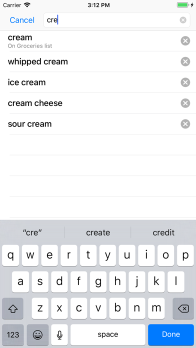 Our Groceries Shopping List screenshot