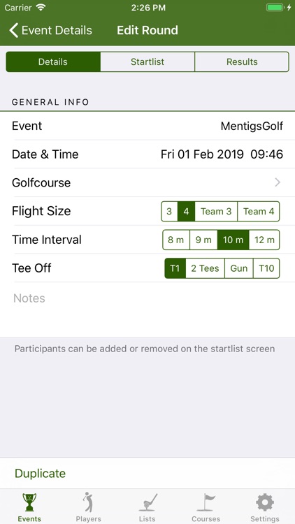 Golf Startlist Generator