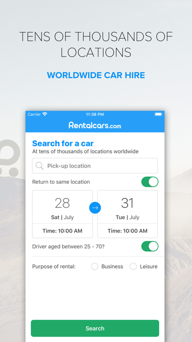 Rentalcars.com Car rental App Screenshot