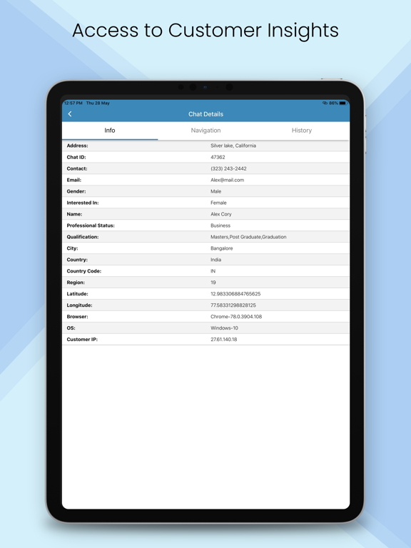 ICE Live Chat iPad screenshot 3 - Business app