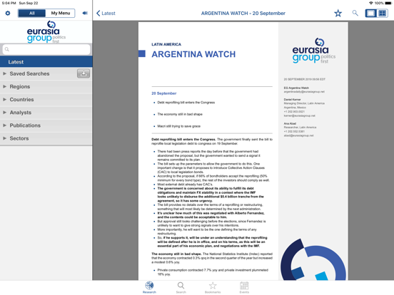 Eurasia Group iPad screenshot 2 - Business app