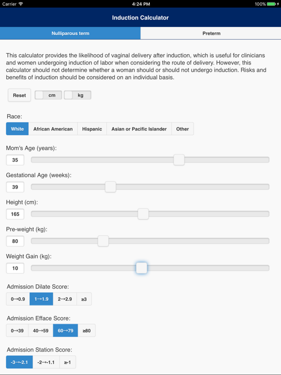 Screenshot #4 pour Obstetric Risk Calculator
