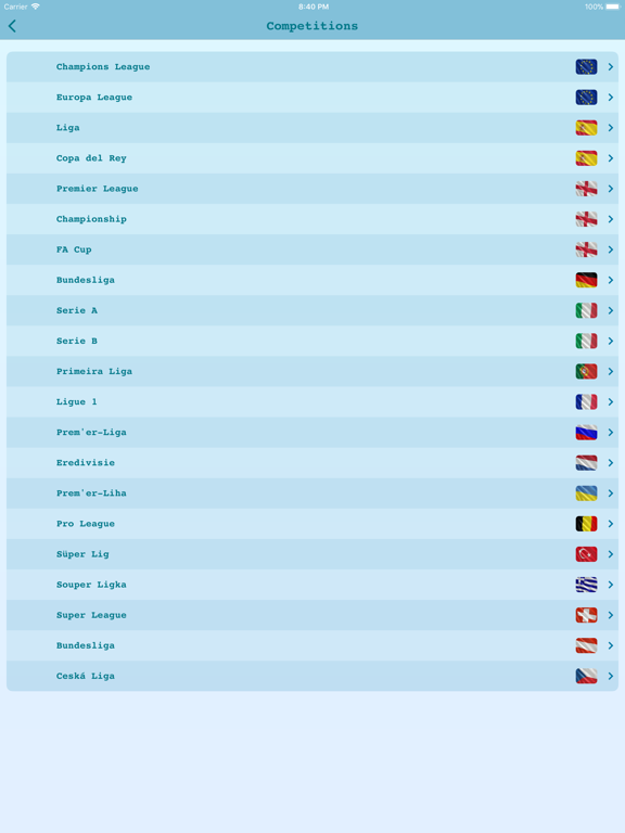 Live Results Football iPad screenshot 5 - Sports app