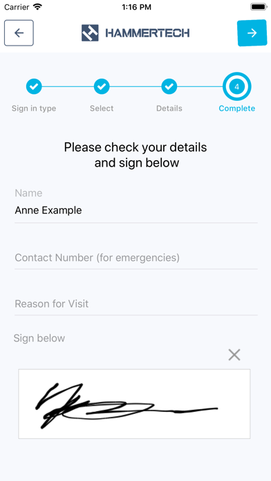 HammerTech Sign-in Book Screenshot