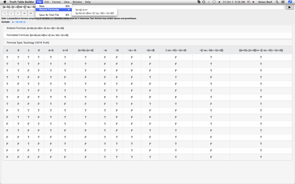 #3. Truth Table Builder (macOS) 由: Ketan Appa