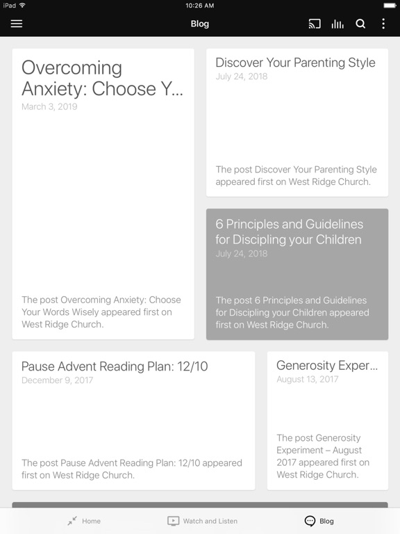 West Ridge Church iPad screenshot 3 - Lifestyle app