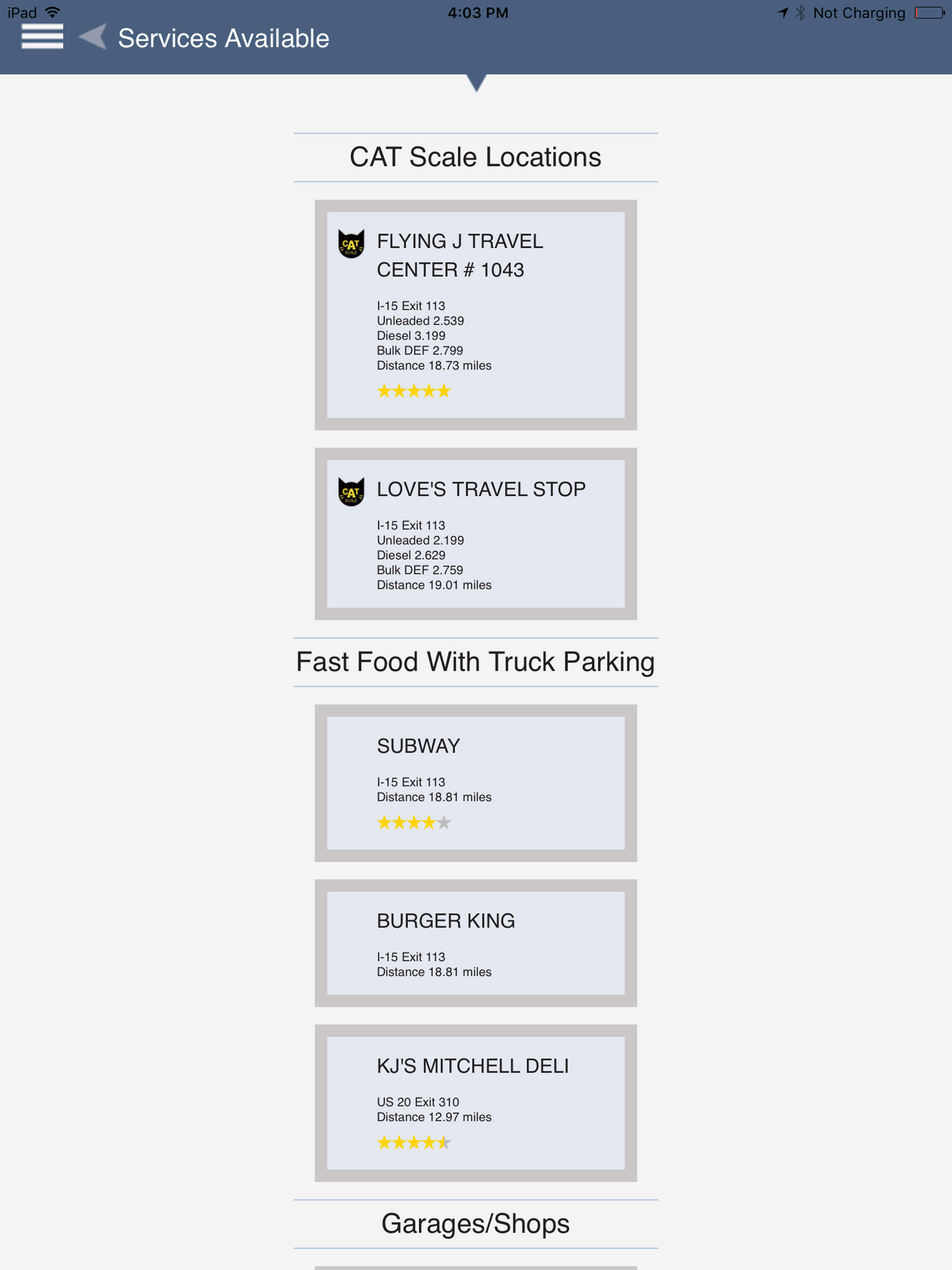 Truckstop & Services Directory