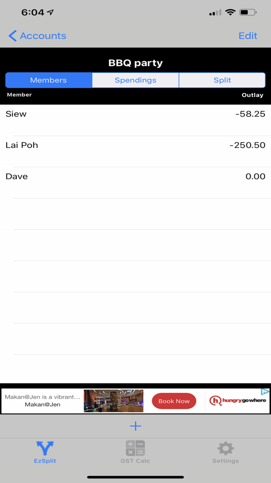 #3. EzSplit (iOS) By: Tong-Chai Siew
