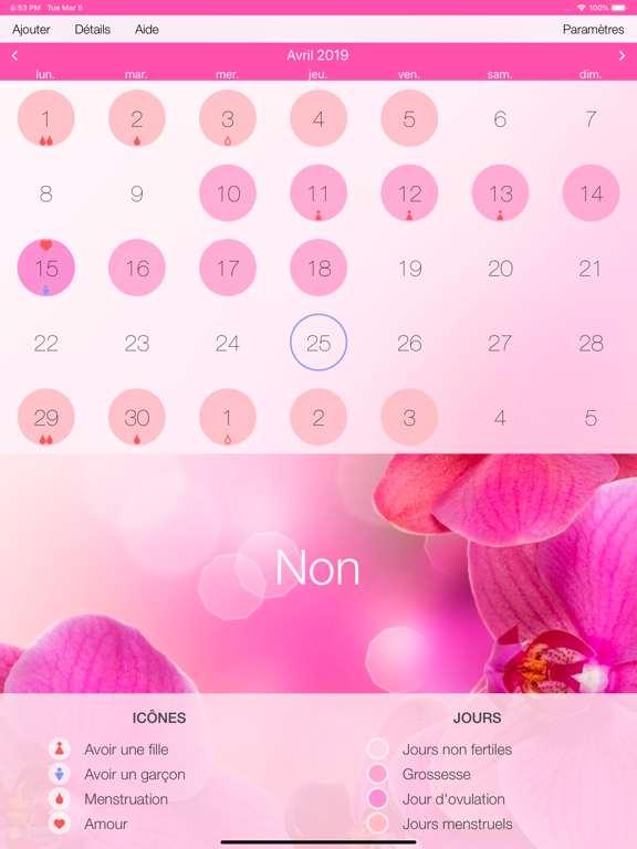 Screenshot #6 pour Calendrier du cycle menstruel