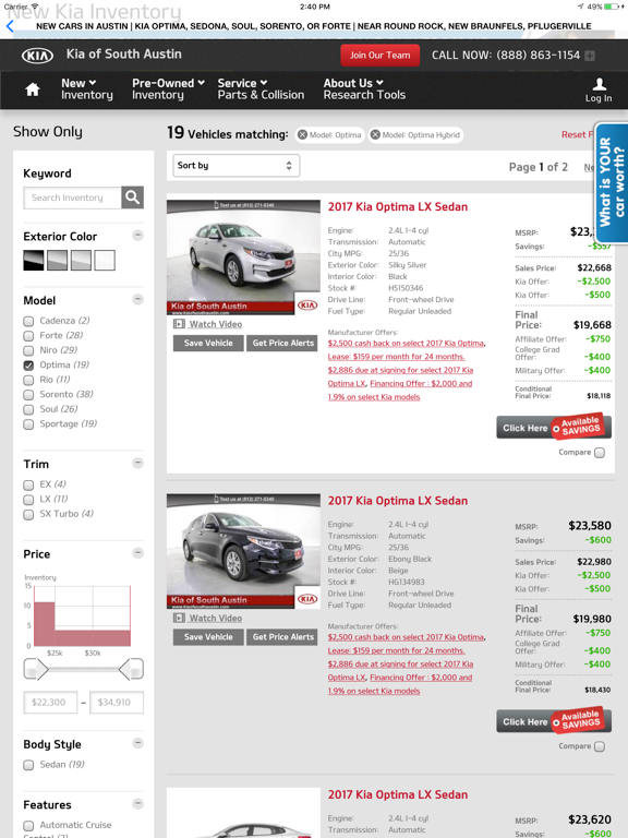 Kia of South Austin iPad screenshot 4 - Shopping app