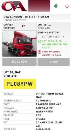 CVA LiveBid screenshot 3