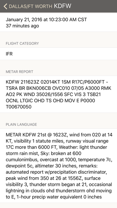 METARs Aviation Weather Screenshot