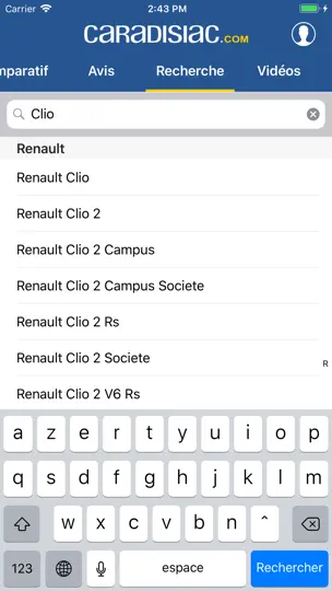 Capture d'écran de Caradisiac Auto sur iPhone 4