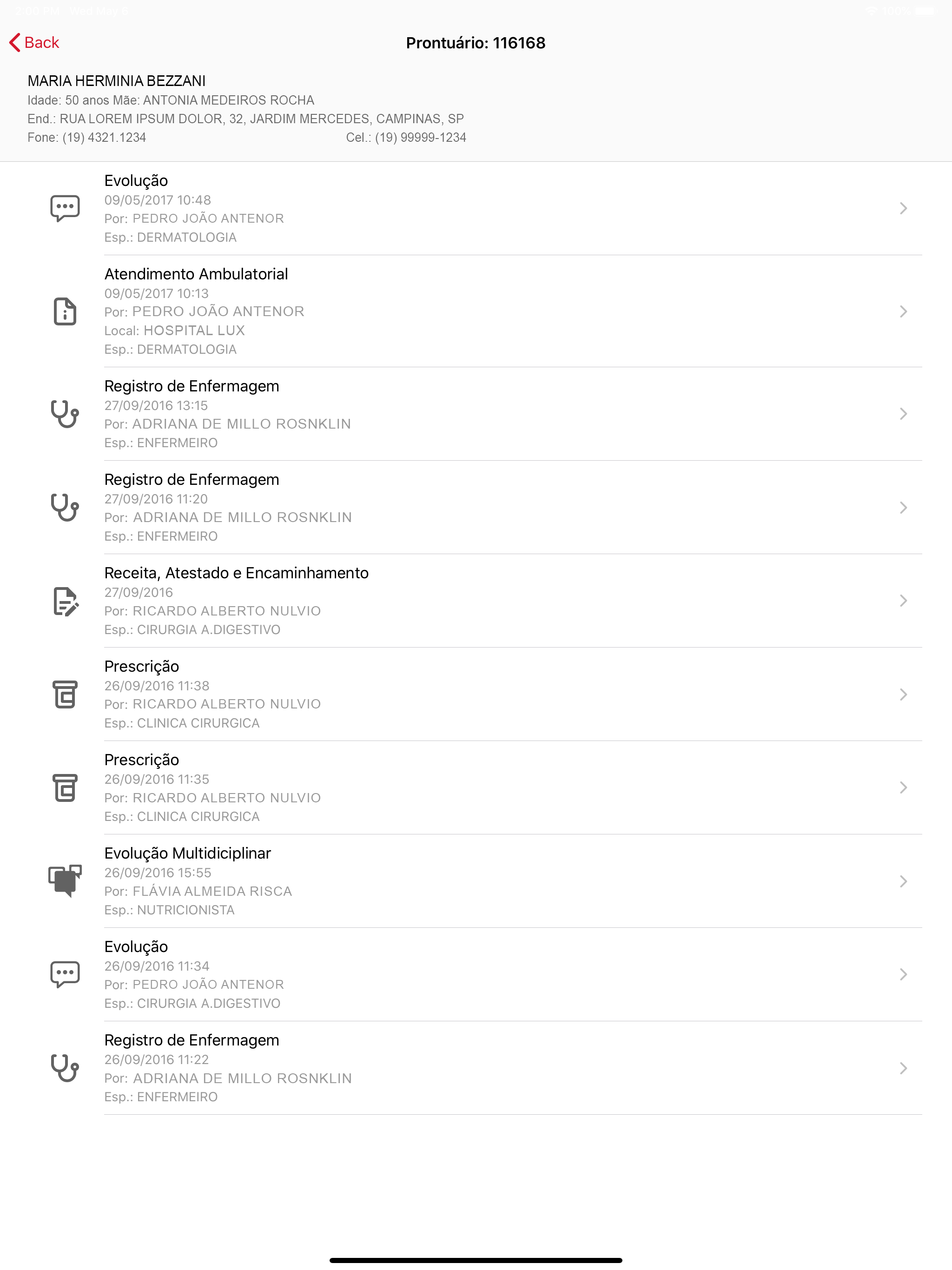 SisHOSP Consulta Prontuário