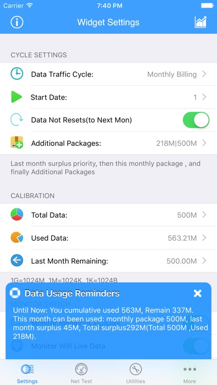 My Data Usage- Cellular Widget