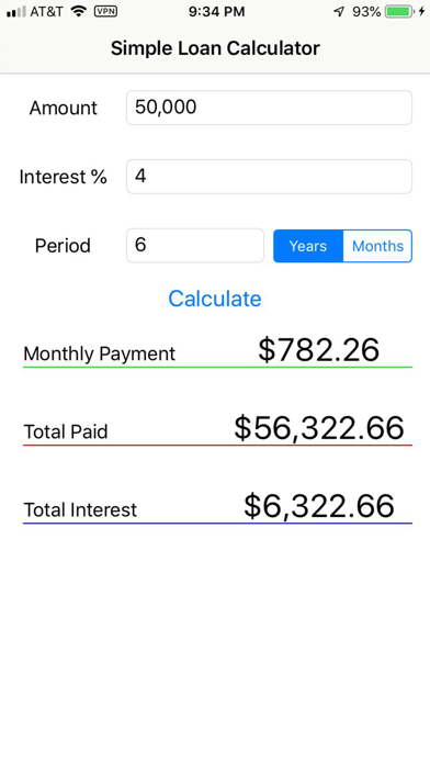 Screenshot #1 pour Simple Loan Calculator SS