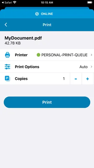 Capture d'écran de HP Advance sur iPhone 2