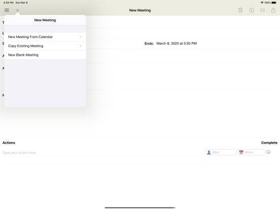 Meeting Notepad iPad app afbeelding 1