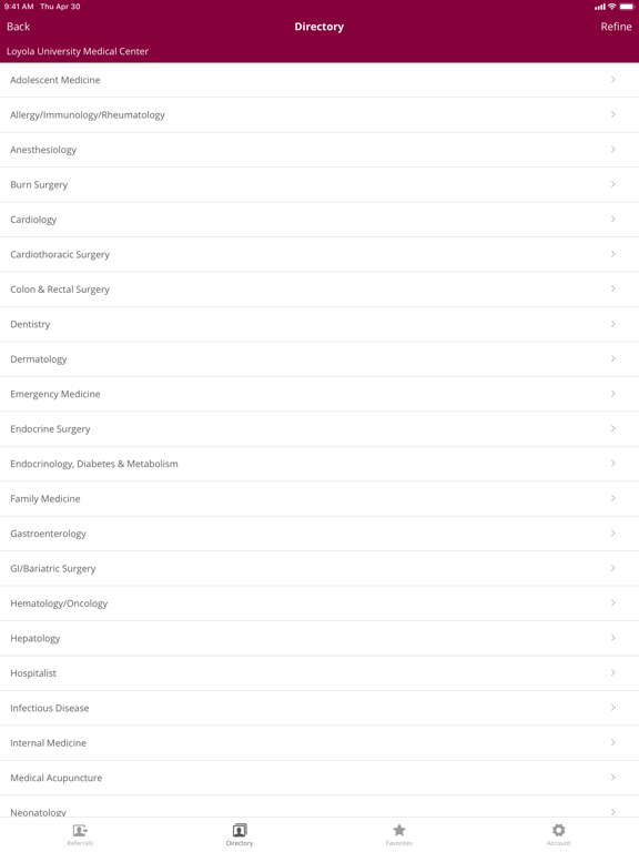 Loyola Medicine Referral App iPad screenshot 2 - Medical app